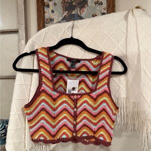 Colorful Chevron Crochet Crop Top